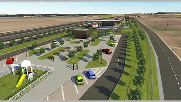 Design of a one-sided motorway rest area near Pasohlávky by Pavel Dědič | visualization: author of the design