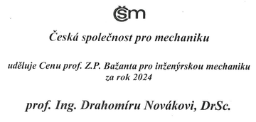 Z. P. Bažanta Prize for Prof. Novák