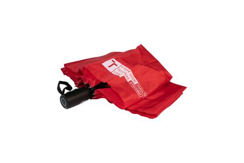 Folding red umbrella